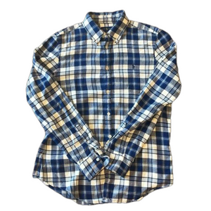 Ralph Lauren Men’s Large Navy and White Plaid Flannel Long Sleeve Shirt